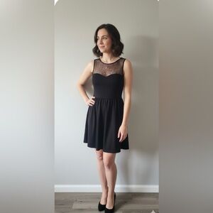 Stylish Black Dress with Mesh Detail